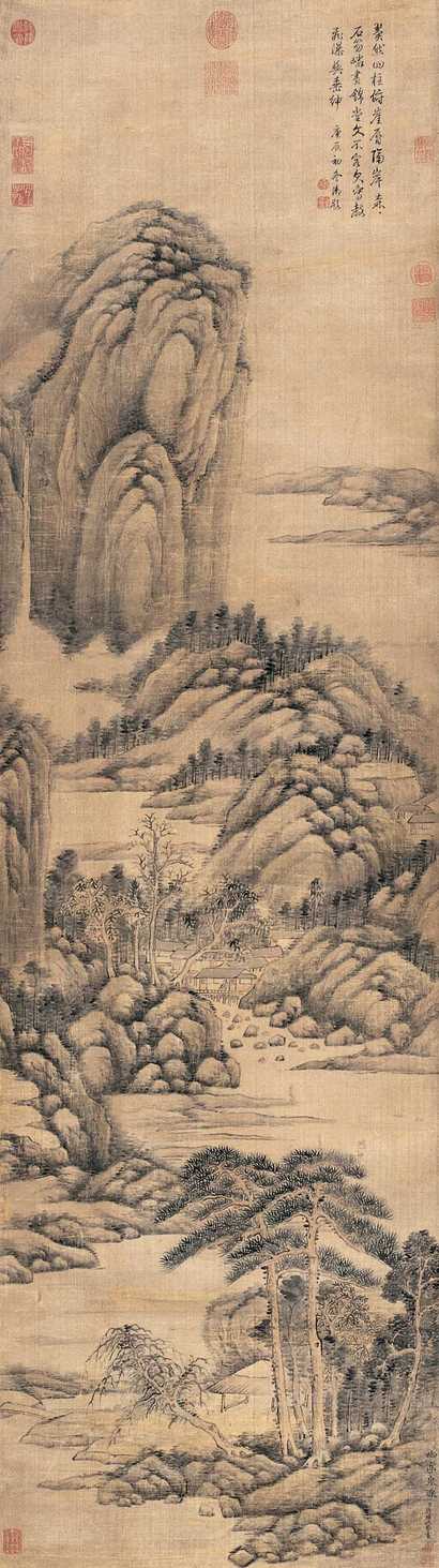 钱维城（款） 庚申（1740年）作 山水 立轴